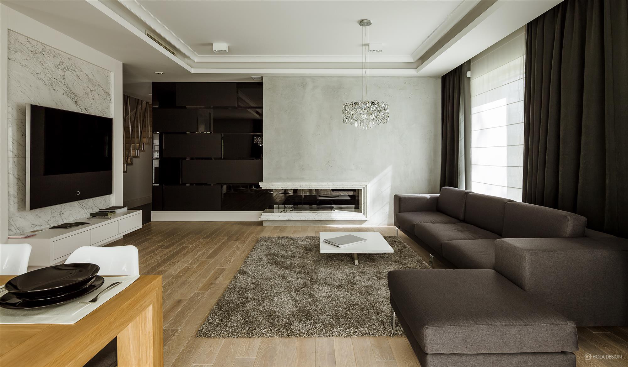 Zdjęcie 2 - Projekt wnętrza dwupoziomowego apartamentu Hill Park w Warszawie