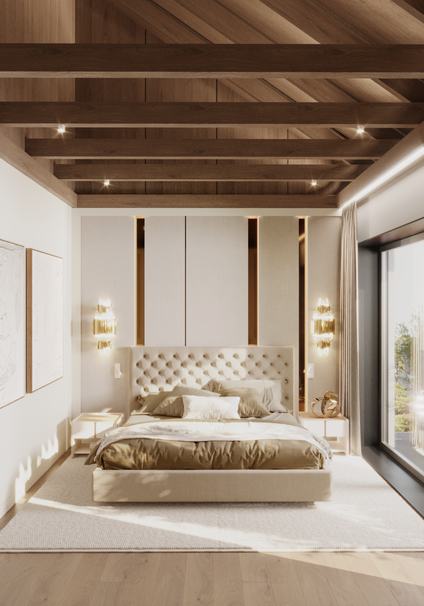 Zdjęcie 2 - Projekt wnętrza domu w Konstancinie - drewno na ścianie w salonie